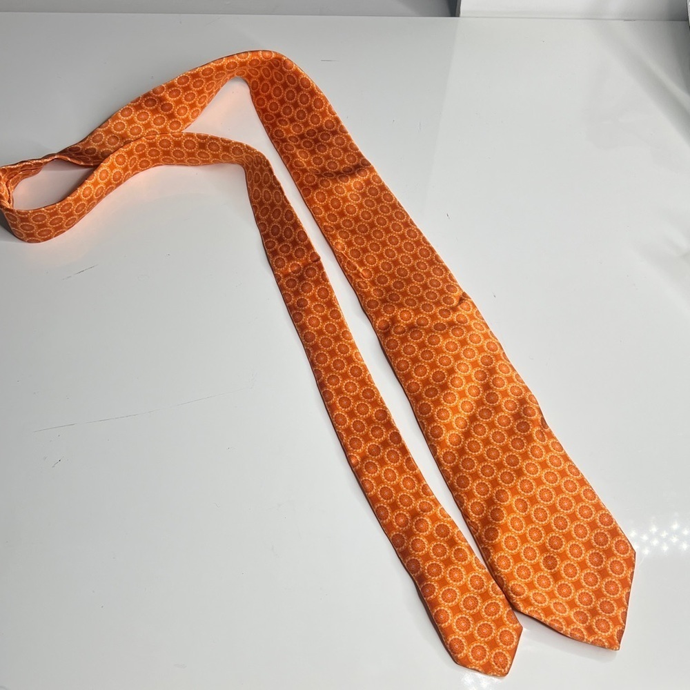 Barney’s Orange Blue Silk Tie - New with tags. 3.25” wide 64” full Length